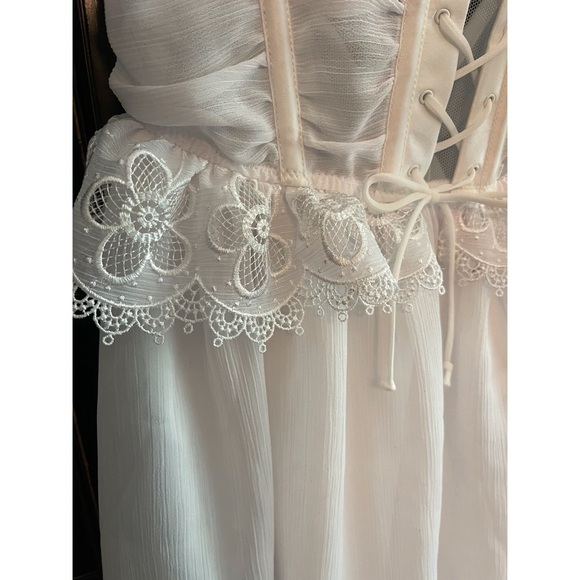 🔥 FOR LOVE & AND LEMONS FARMHOUSE WHITE SLIP CORSET LACE MINI DRESS MEDIUM HOT! - Picture 11 of 13